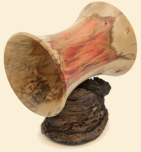 trumpet-shaped turned wood